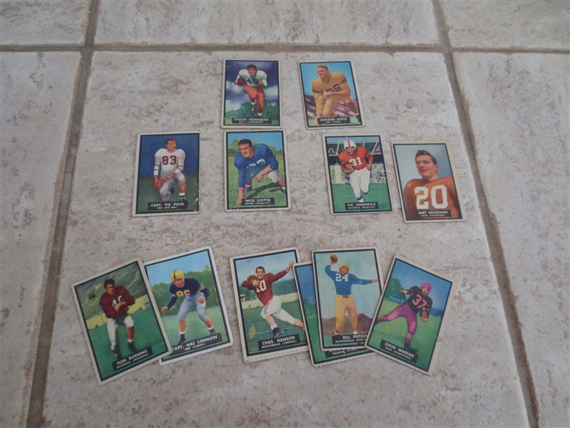 (12) different 1951 Topps Magic football cards including Vic Janowicz