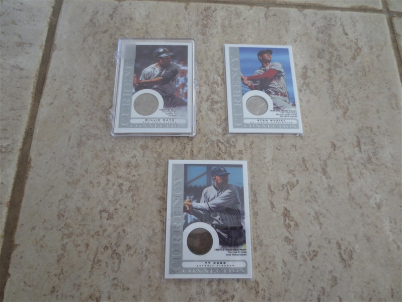 (3) 2003 Topps Gallery Currency:  Ty Cobb (1909 Indian Head Penny), Stan Musial, Willie Mays LOOK!