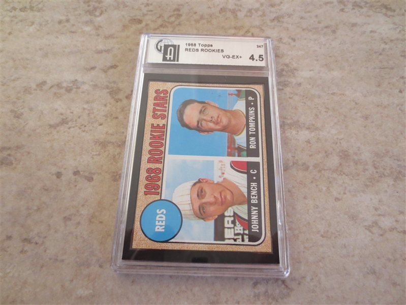 (2) 1968 Topps Johnny Bench rookie GAI Graded baseball cards #247 in affordable condition