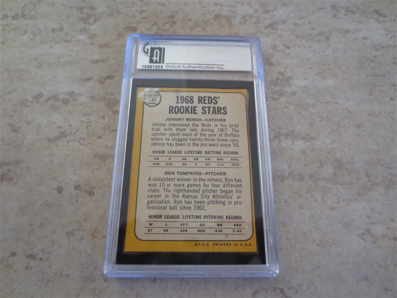 (2) 1968 Topps Johnny Bench rookie GAI Graded baseball cards #247 in affordable condition