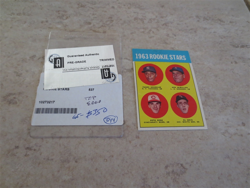 1963 Topps Pete Rose rookie GAI Authentic but recolored baseball card #537  Affordable.