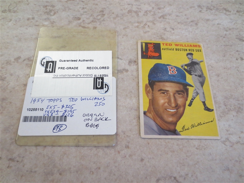 1954 Topps Ted Williams #250 GAI Authentic BUT recolored   Affordable.