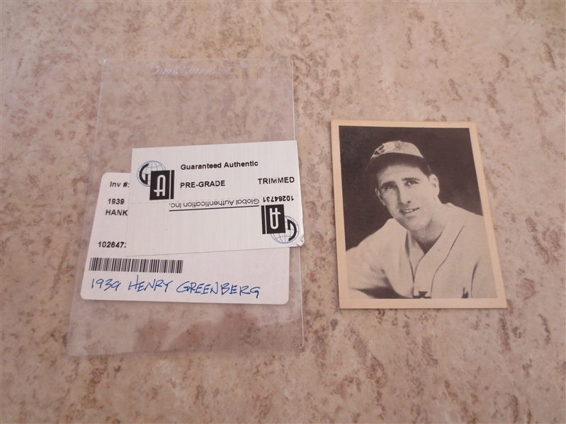 1939 Play Ball Hank Greenberg GAI Authentic BUT trimmed #56  Affordable.