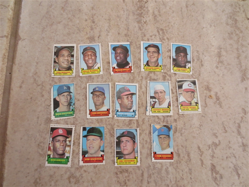 (14) 1969 Topps baseball stamps All Hall of Famers but one