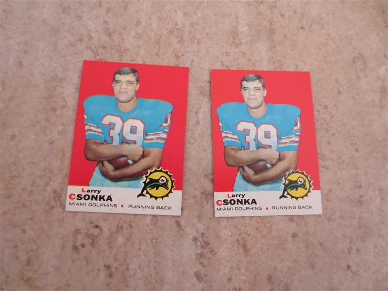 (2) 1969 Topps Larry Csonka rookie cards in very nice condition!