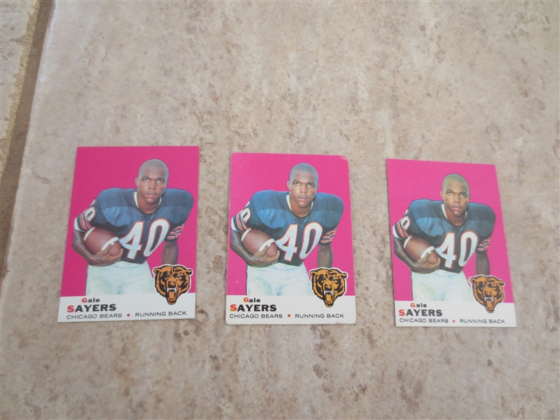 (3) 1969 Topps Gale Sayers football cards #51:  two in nmt  and one in vg-ex