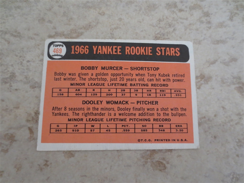 1966 Topps Bobby Murcer rookie baseball card #469 in very nice condition