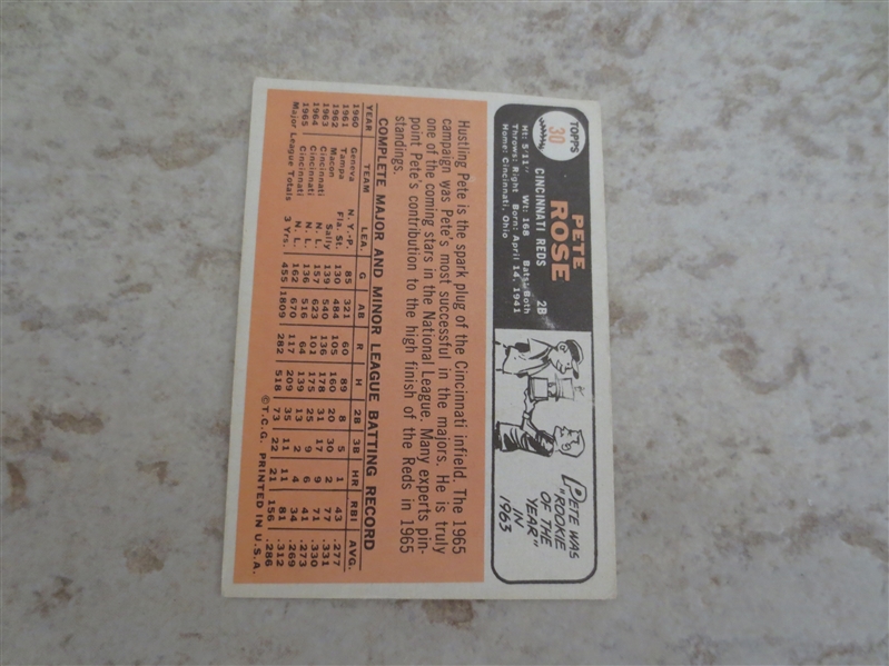 1966 Topps Pete Rose baseball card #30 in nice affordable condition