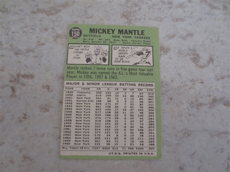 1967 Topps Mickey Mantle baseball card #150 in affordable condition