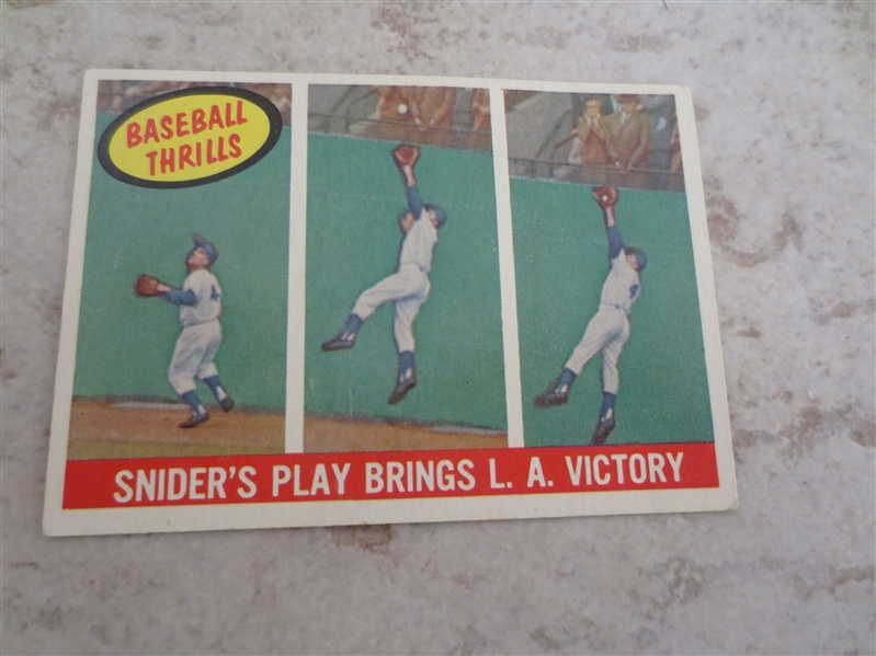 1959 Topps Baseball Thrills Snider's Play Brings LA Victory #468 card in very nice condition