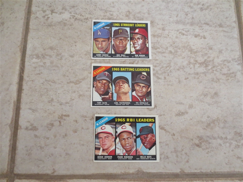 (3) 1966 Topps Leader baseball cards in nice condition BUT writing on the back