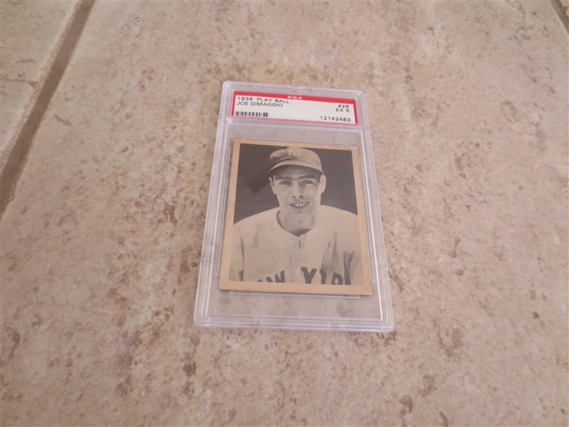 1939 Play Ball Joe DiMaggio PSA 5 ex baseball card #26  SMR is $700.
