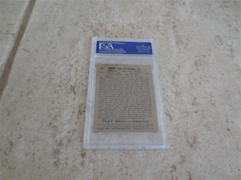 1939 Play Ball Joe DiMaggio PSA 5 ex baseball card #26  SMR is $700.