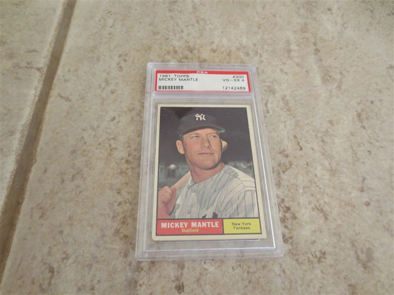 1961 Topps Mickey Mantle PSA 4 vg-ex baseball card #300  Affordable!