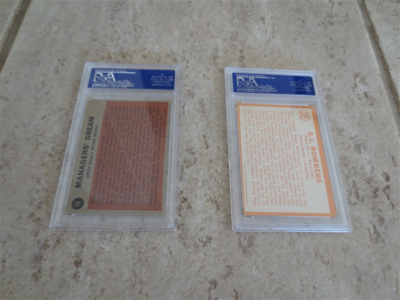 1962 Topps Managers Dream (Mantle, Mays) PSA 2 + 1964 Topps AL Bombers (Mantle PSA 4)