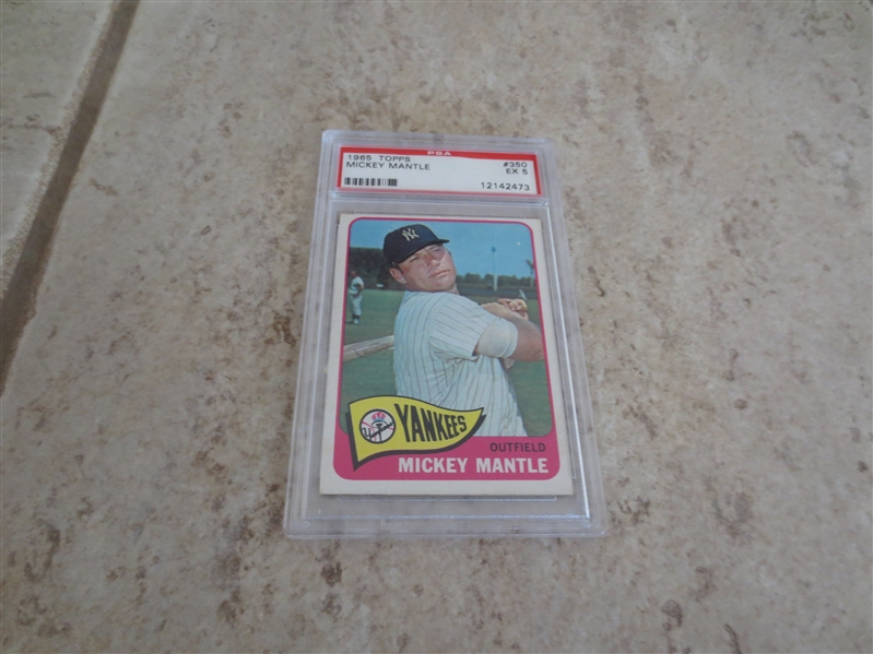 1965 Topps Mickey Mantle #350 PSA 5 ex baseball card SMR is $200.