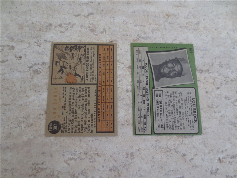 1962 rookie and 1971 Topps Lou Brock baseball cards in beautiful condition!