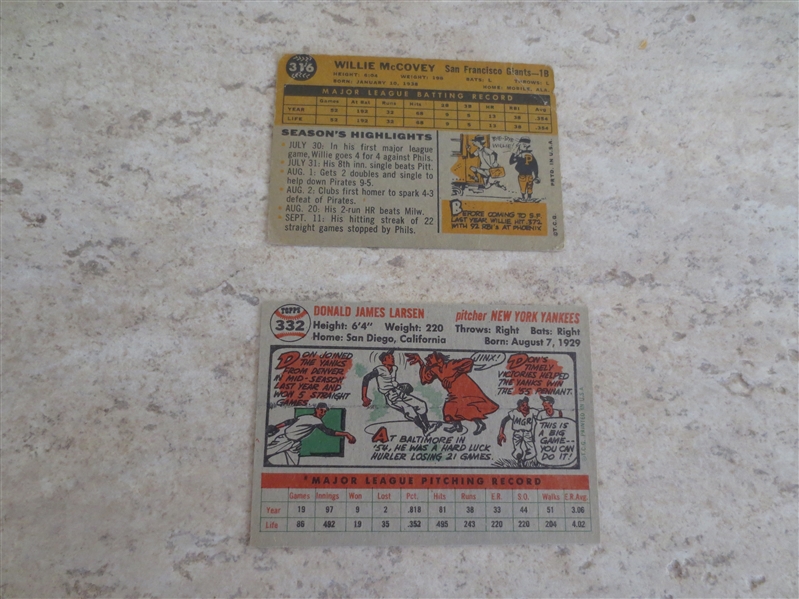 1960 Topps Willie McCovey rookie card + 1956 Topps Don Larsen high number 