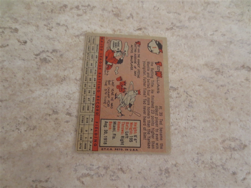1958 Topps Ted Williams baseball card #1 in affordable condition