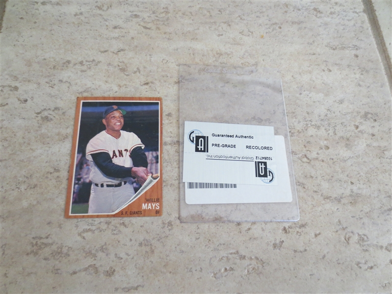 1962 Topps Willie Mays GAI Authentic BUT recolored baseball card #300  Affordable.