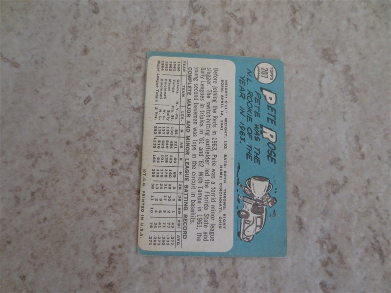 1965 Topps Pete Rose baseball card #207 in affordable condition