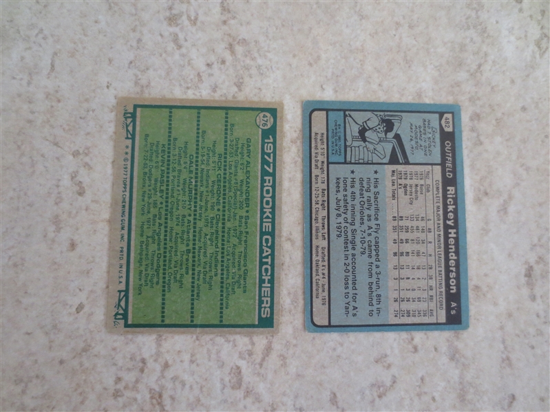 Rookie Cards of Dale Murphy and Rickey Henderson in affordable condition