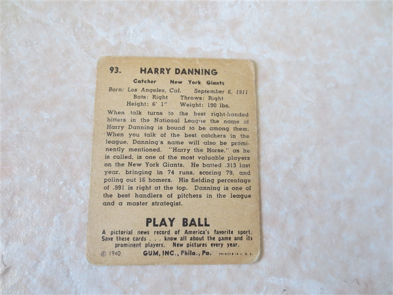 1940 Play Ball Harry The Horse Danning baseball card #93