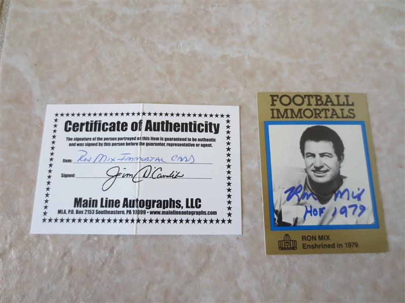 Autographed Ron Mix football card Hall of Fame in 1979