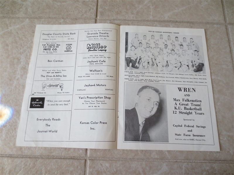 1958 University of Oklahoma at Univ. of Kansas basketball program Wilt Chamberlain