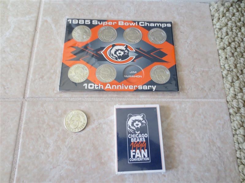 1985 Super Bowl Champs Chicago Bears Coin set plus 1999 Chicago Bears Fan Convention Card Set