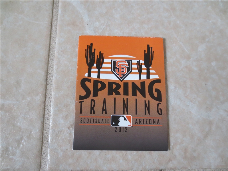 2012 San Francisco Giants Spring Training Pocket Schedule