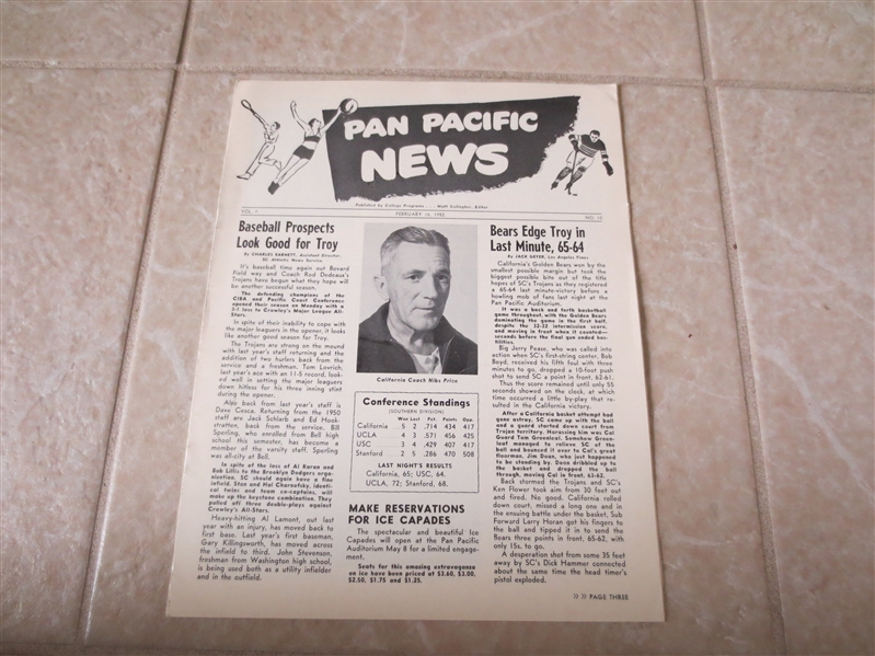 1952 Pan Pacific News includes CAL vs. USC basketball program