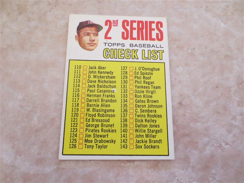 1967 Topps Mickey Mantle 2nd Series Check List  very nice condition