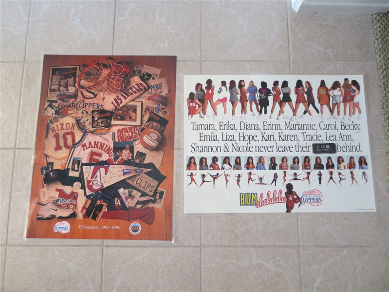 1999 Los Angeles Clipper Last Game Ever at Sports Arena poster plus 1995 Clipper Girls poster