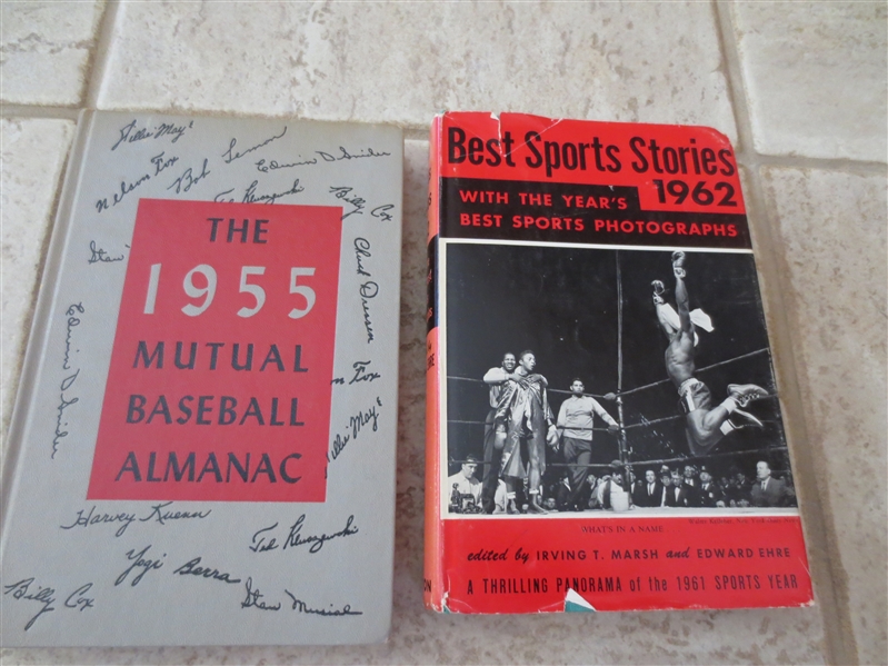 1955 Mutual Baseball Almanac + Best Sports Stories 1962 hardcover books