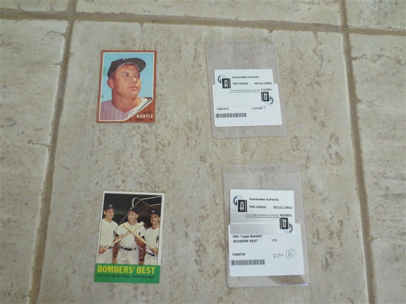 1962 and 1963 Topps Mickey Mantle GAI Authentic BUT recolored baseball cards  Affordable