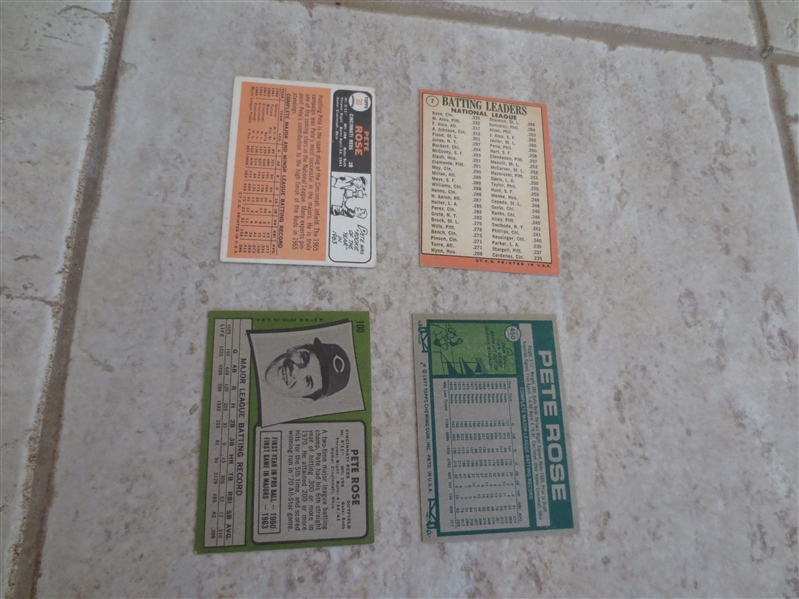 1966, 69, 71, 77 Topps Pete Rose baseball cards in affordable condition