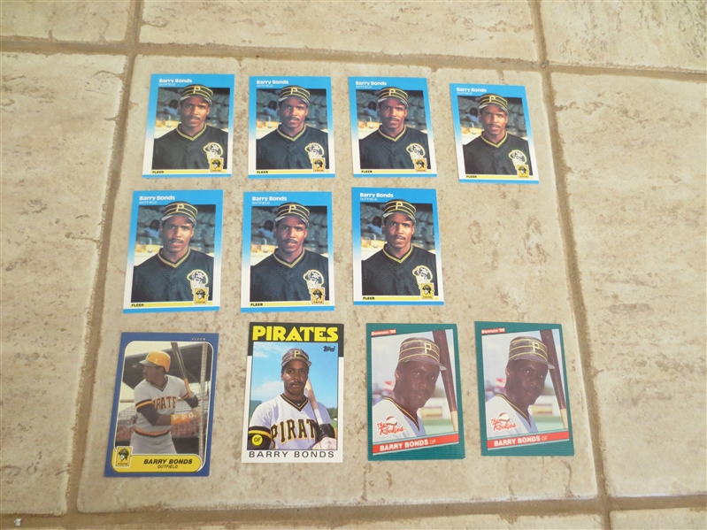 (11) Barry Bonds baseball cards including his rookie
