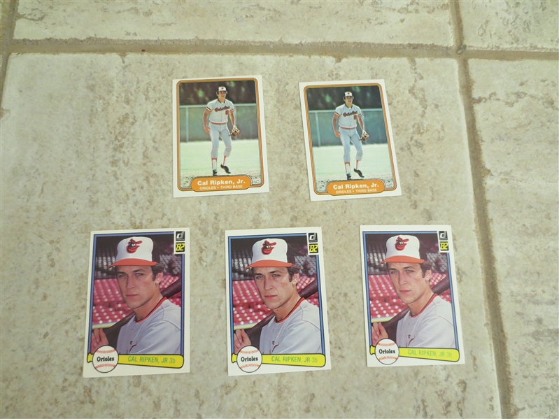 (5) 1982 Cal Ripken rookie baseball cards