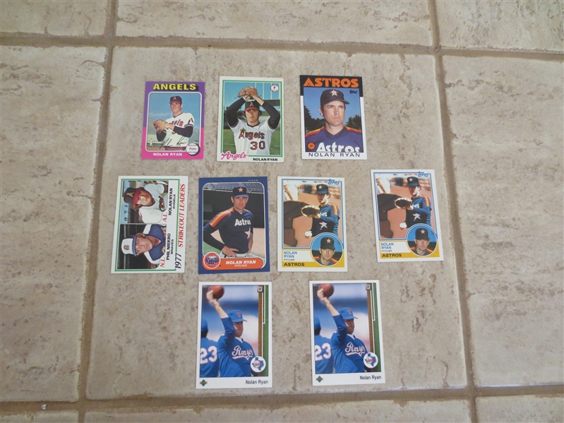 (9) Nolan Ryan baseball cards including 1975 Topps Mini and 1978 Topps