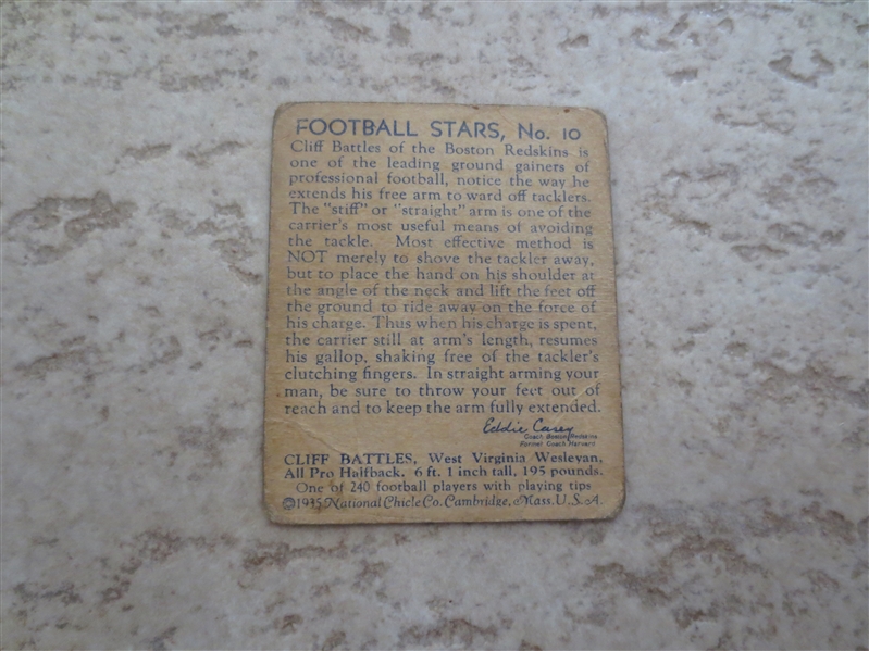1935 National Chicle Cliff Battles rookie football card #10 in affordable condition