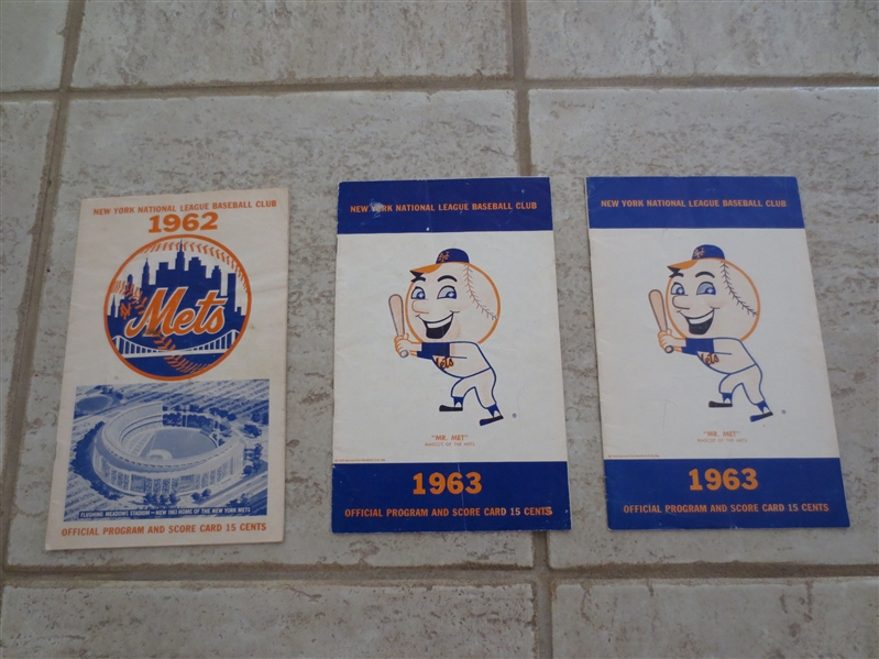 1962, (2) 63 New York Mets scored baseball progrems---first two years of existence!
