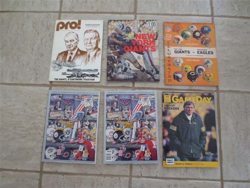 (6) New York Giants football publications including two Super Bowl programs