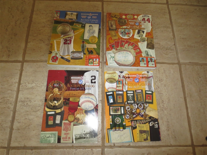 (4) Huggins and Scott Sports Memorabilia Auction Catalogs from 2007, 2008, 2009, and 2010