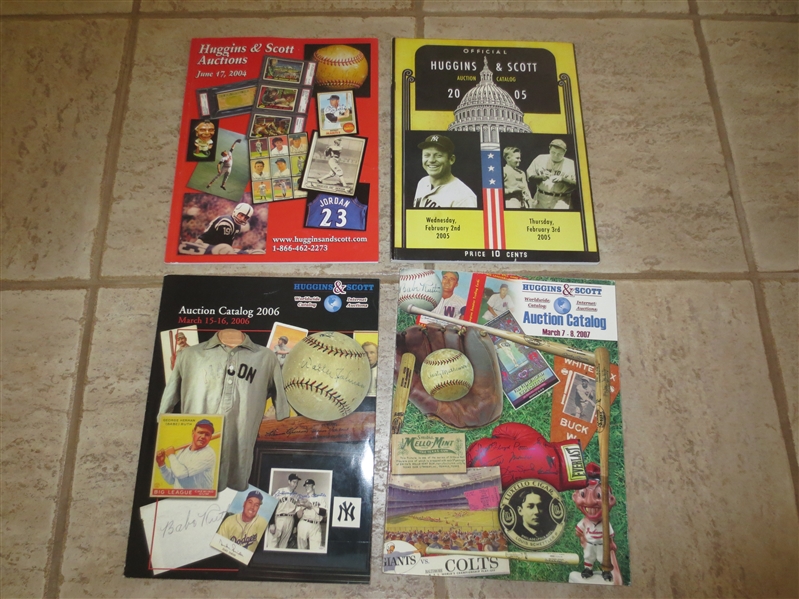 (4) Huggins and Scott Sports Memorabilia Auction Catalogs from 2004, 2005, 2006, 2007