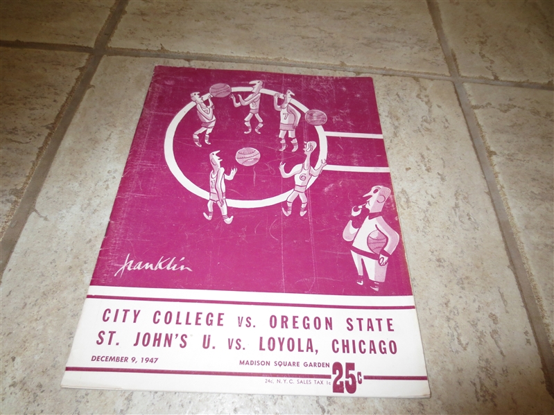 1947 college basketball doubleheader program CCNY, Oregon State, St. John's, Loyola Chicago