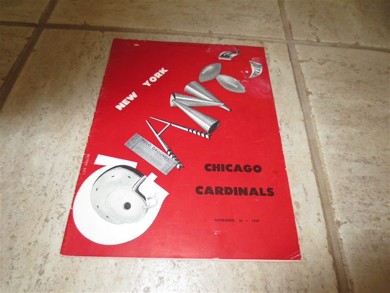 1947 Chicago Cardinals at New York Giants football program