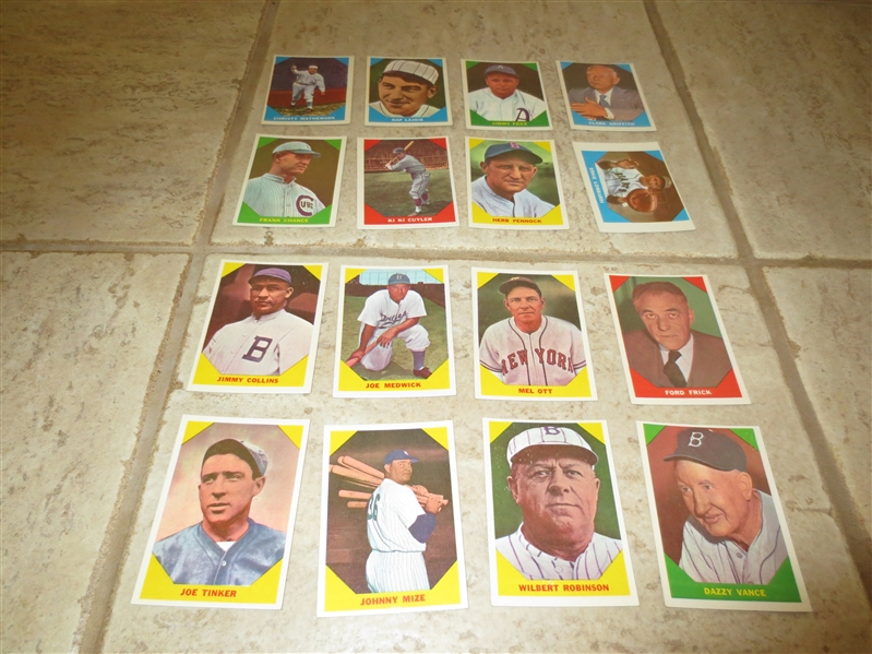 (16) different 1960 Fleer Baseball Greats baseball cards including Lajoie, Mathewson, Foxx, and Chance in great condition!