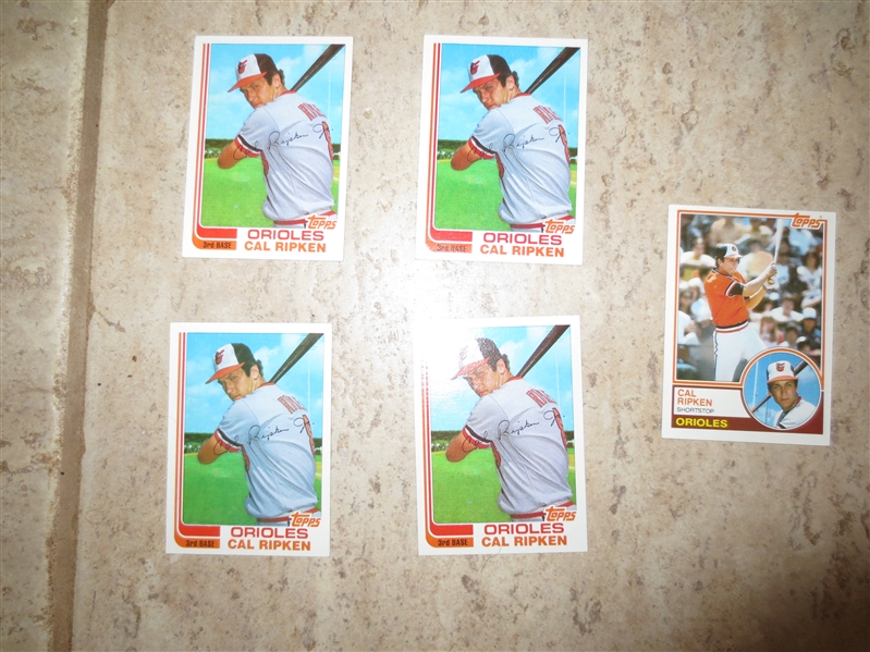 (4) 1982 Topps Traded Cal Ripken rookie baseball cards in very nice condition + 1983 Topps Ripken