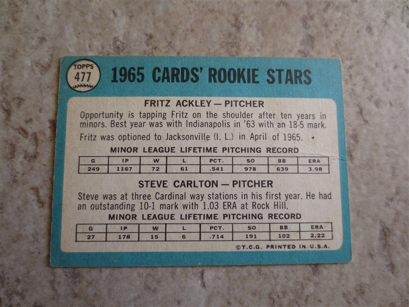 1965 Topps Steve Carlton rookie baseball card in affordable condition!      3